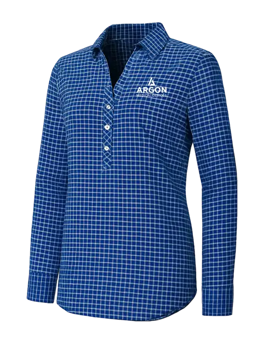 Womens Navy/White City Stretch Shirt w/Argon Medical Devices Logo