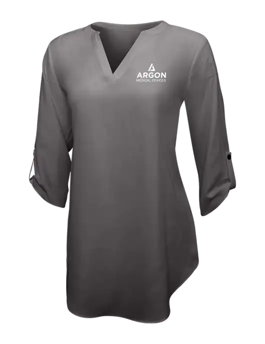 Dark Grey Womens 3/4 Sleeve Tunic Blouse w/Argon Medical Devices Logo