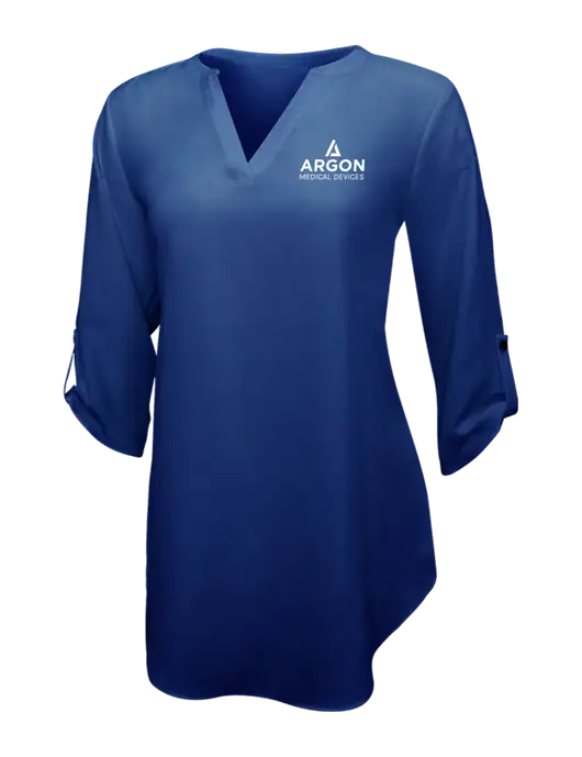 Dark Royal Womens 3/4 Sleeve Tunic Blouse w/Argon Medical Devices Logo