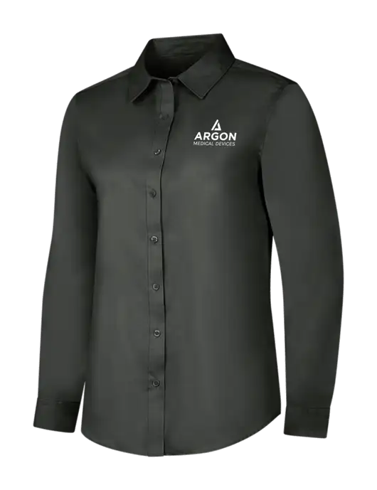 Dark Grey Womens Long Sleeve Superpro React Twill Shirt w/Argon Medical Devices Logo