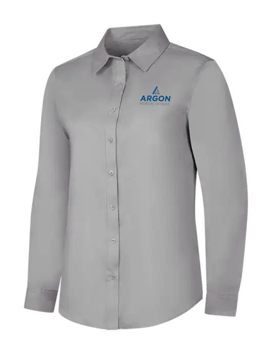 Light Grey Womens Long Sleeve Superpro React Twill Shirt w/Argon Medical Devices Logo
