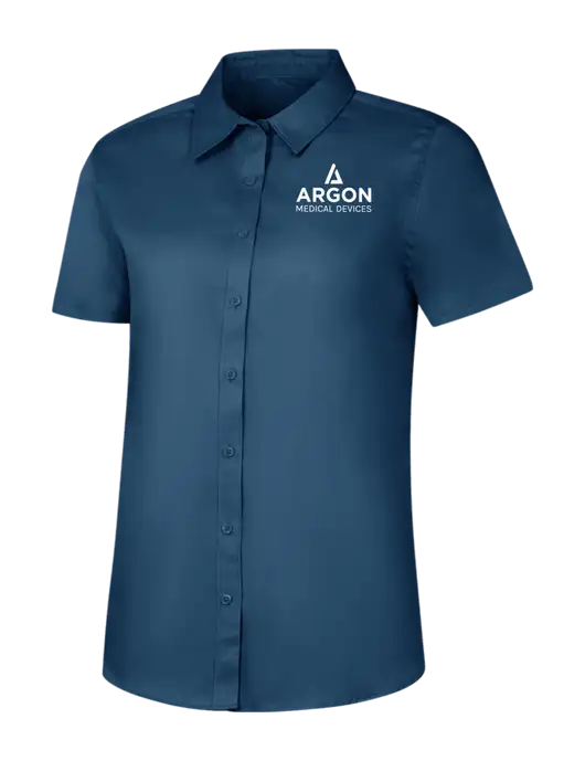 Womens Light Navy Short Sleeve Superpro React Twill Shirt w/Argon Medical Devices Logo