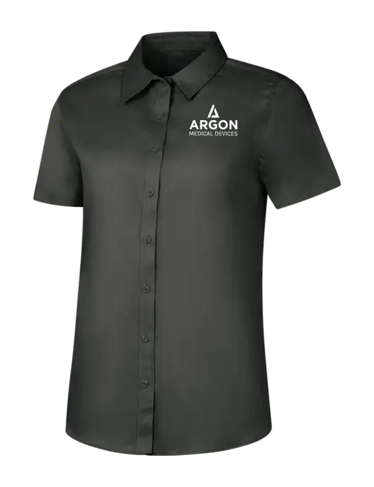 Womens Dark Grey Short Sleeve Superpro React Twill Shirt w/Argon Medical Devices Logo