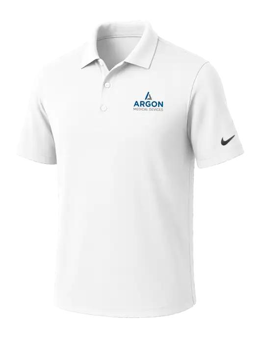 NIKE White Dri-Fit Micro Pique Polo w/Argon Medical Devices Logo