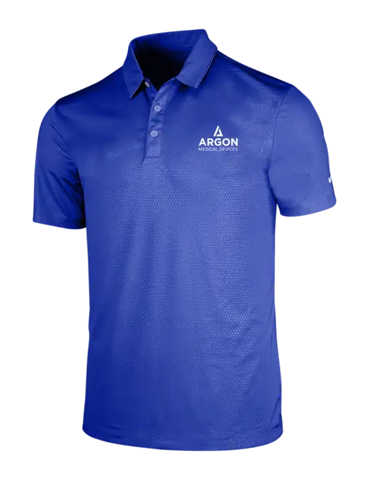 NIKE Dark Royal Dri-Fit Embossed Tri-Blade Polo w/Argon Medical Devices Logo