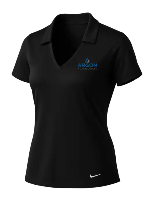 NIKE Black Womens Dri-Fit Vertical Mesh Polo w/Argon Medical Devices Logo