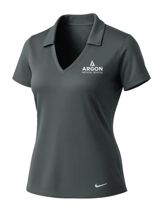 NIKE Dark Grey Womens Dri-Fit Vertical Mesh Polo w/Argon Medical Devices Logo