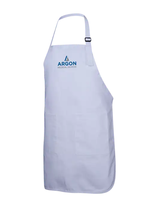 Full-Length White Apron With Pockets w/Argon Medical Devices Logo
