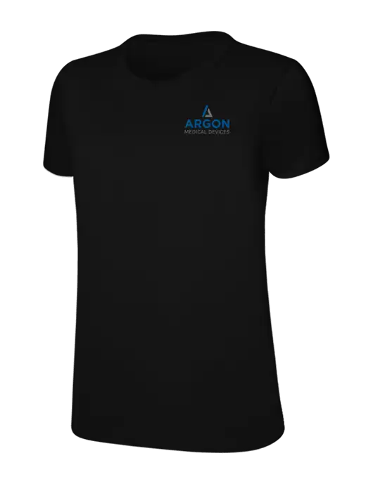 Womens Ring Spun Jet Black 4.5 oz T-Shirt w/Argon Medical Devices Logo