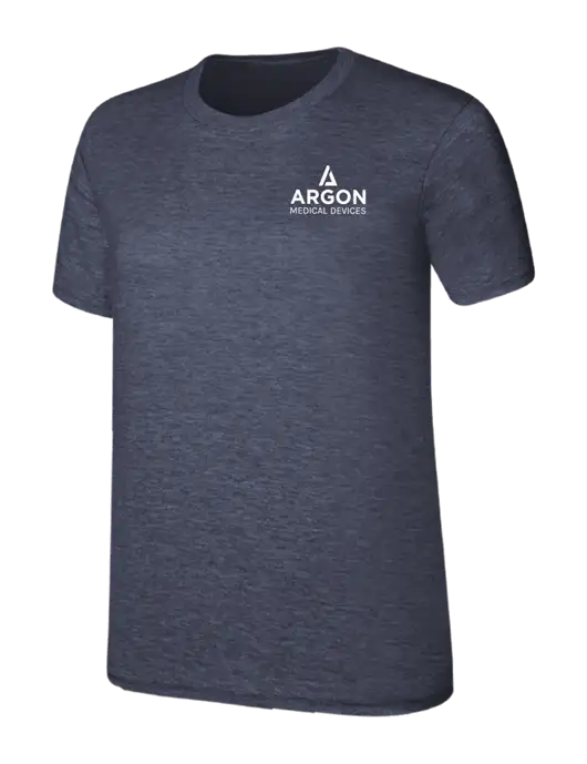 Womens Ring Spun Heather Navy 4.5 oz T-Shirt w/Argon Medical Devices Logo