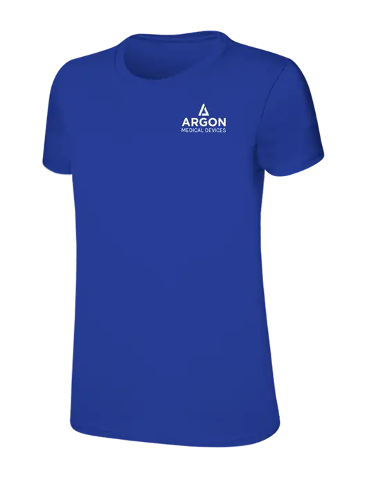 Womens Ring Spun Royal 4.5 oz T-Shirt w/Argon Medical Devices Logo