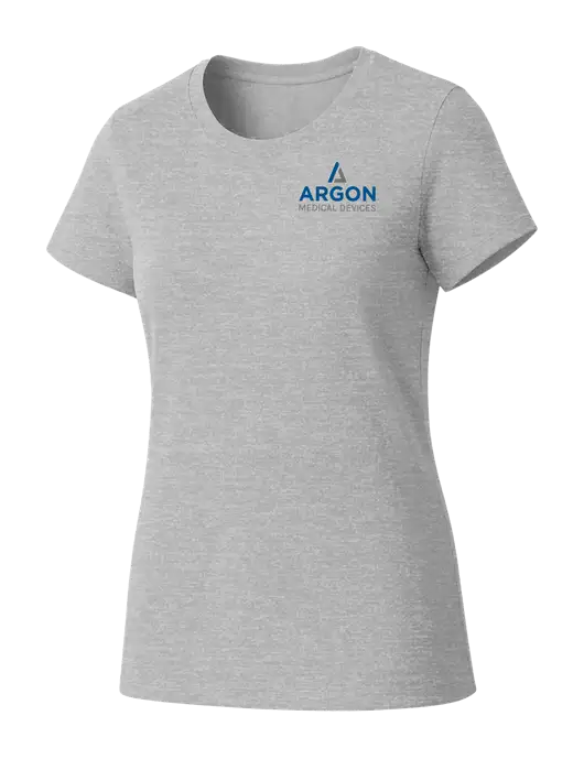 Womens Seriously Soft Light Heathered Grey T-Shirt w/Argon Medical Devices Logo