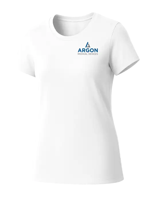 Womens Seriously Soft White T-Shirt w/Argon Medical Devices Logo