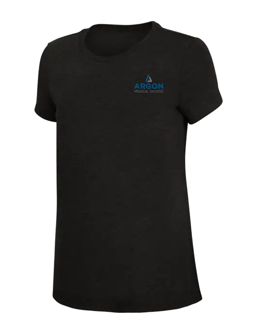 Womens Simply Soft Black 4.5oz Poly/Combed Ring Spun Cotton T-Shirt w/Argon Medical Devices Logo