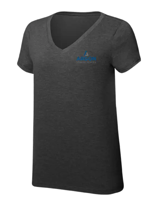Womens Simply Soft V-Neck Black Frost 4.5oz  Poly/Combed Ring Spun Cotton T-Shirt w/Argon Medical Devices Logo
