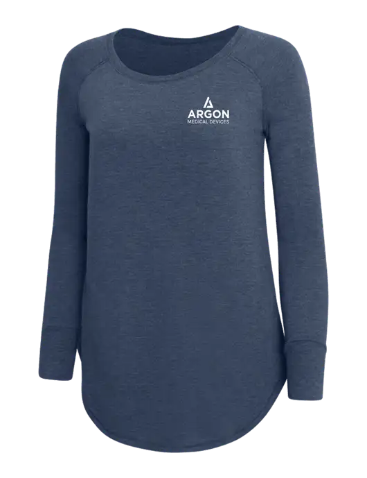 Womens Perfect Wide Collar Tunic Tri-Blend Navy Frost 4.5 oz T-Shirt w/Argon Medical Devices Logo