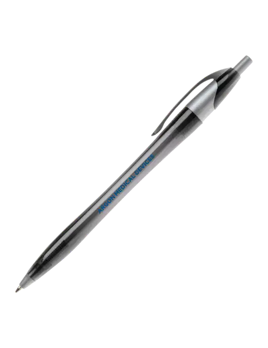 Novella Translucent Black/Silver Jewel Pen - Blue Ink w/Argon Medical Devices Logo