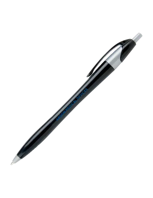 Novella Black/Silver Corporate Pen - Blue Ink w/Argon Medical Devices Logo