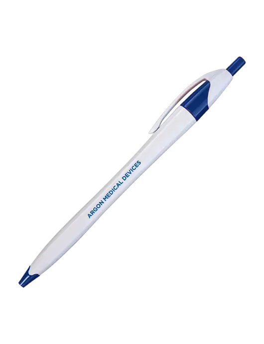Novella White/Royal Classic Pen - Blue Ink w/Argon Medical Devices Logo