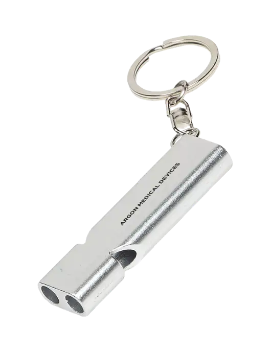 Quick Alert Silver Safety Whistle w/Argon Medical Devices Logo