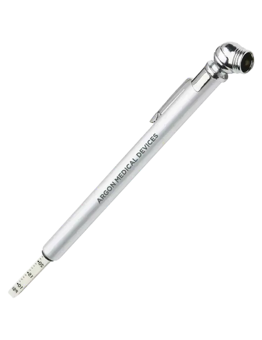 Quick View Silver Tire Gauge w/Argon Medical Devices Logo