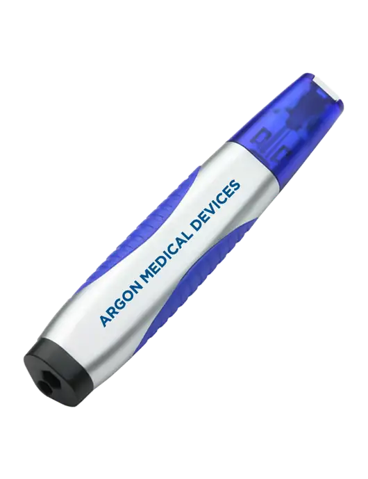 Silver/Blue Level Light Screwdriver Pen w/Argon Medical Devices Logo
