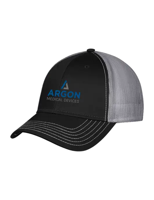 Black & Grey Mesh Trucker Cap Snap Back w/Argon Medical Devices Logo