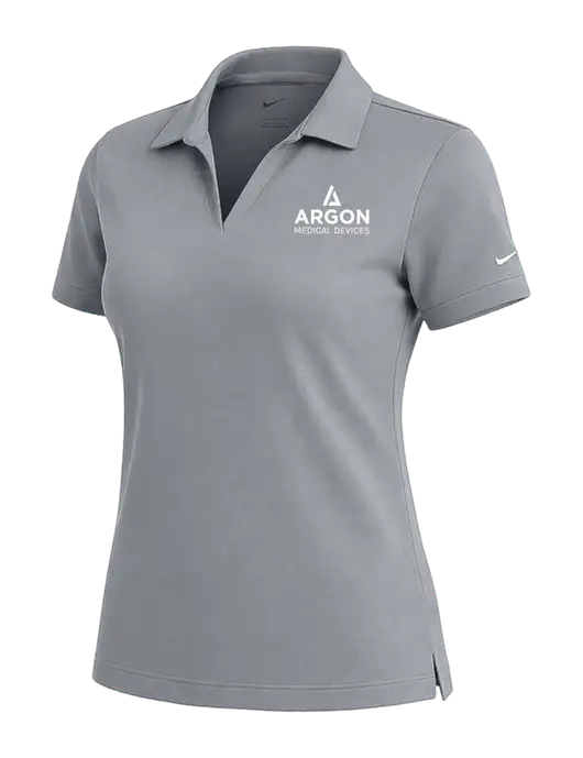 NIKE Medium Grey Womens Dri-Fit Micro Pique Polo w/Argon Medical Devices Logo