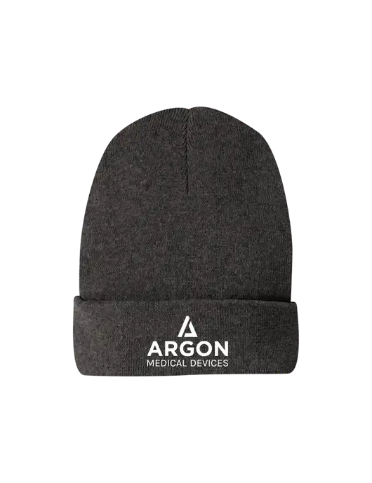 Recycled Charcoal Heather Beanie w/Argon Medical Devices Logo