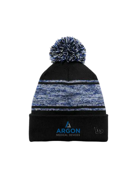 New Era Black/Royal Knit Chilled Pom Beanie w/Argon Medical Devices Logo