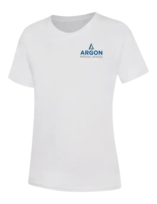 Womens White Core Blend Tee w/Argon Medical Devices Logo
