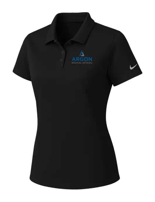Nike Womens Black Dry Essential Solid Polo w/Argon Medical Devices Logo