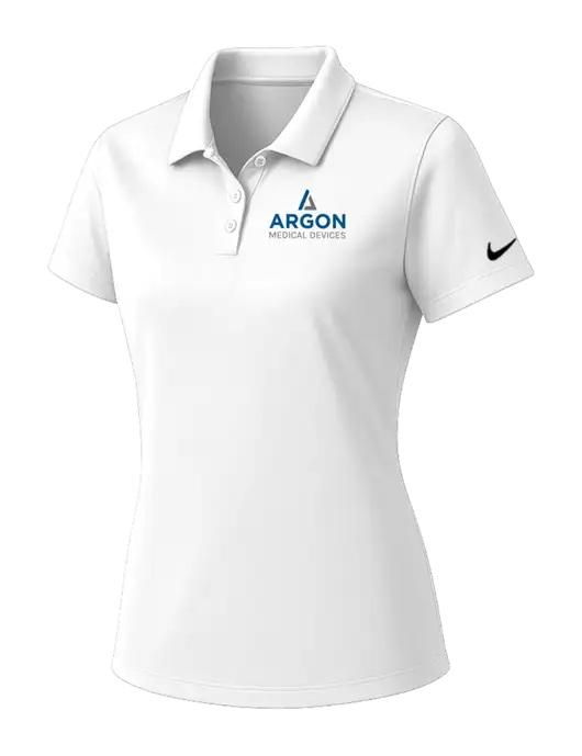 Nike Womens White Dry Essential Solid Polo w/Argon Medical Devices Logo