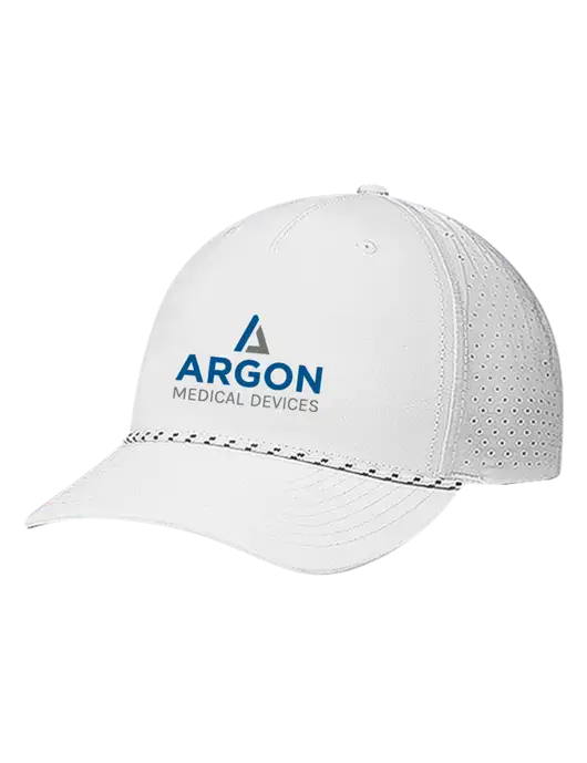 Richardson Laser Perf Performance White/White-Black Rope Cap w/Argon Medical Devices Logo