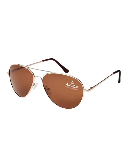 Aviator Coffee Brown with Gold Sunglasses  w/Argon Medical Devices Logo